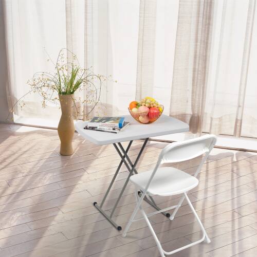 Alt View 10. Winado - 28in H Foldable Portable Camping Side Table, Plastic Laptop TV Tray Dinner Table with Adjustable Height for Home Indoor - White.