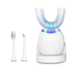 Cozy Serene - Electric Toothbrush For Adults U Shaped Automatic 360-degree Cleaning 3 Modes Wireless Charging Kit - White