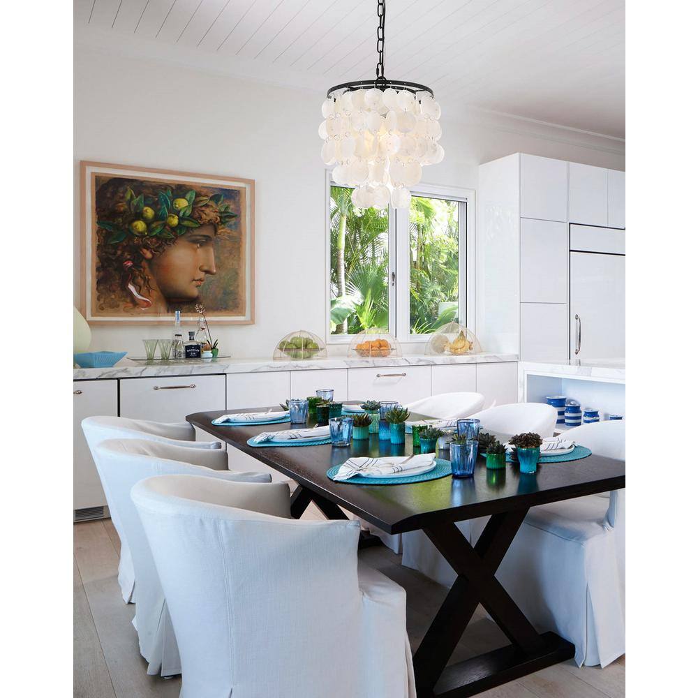 Angle. Living District - Selene 1 light Black Pendant - Black And White.