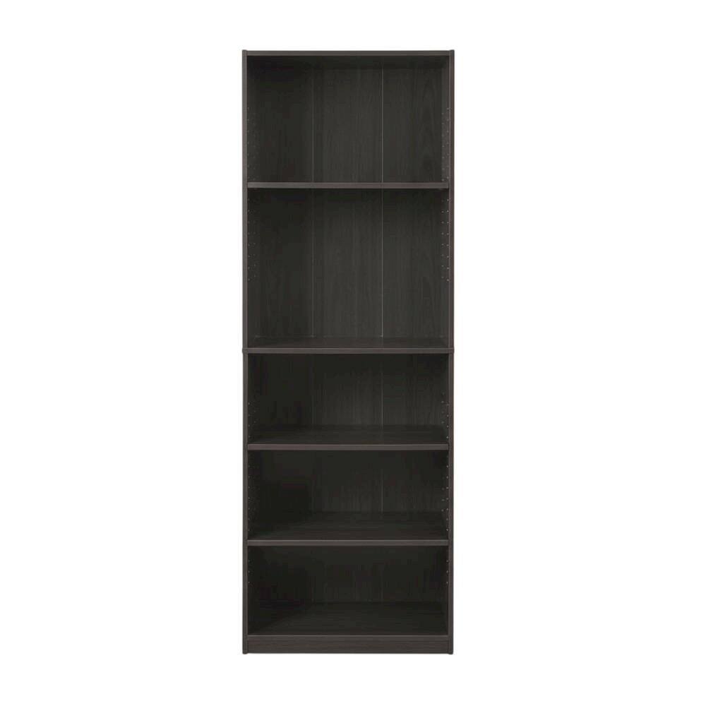 Back. FurniFact - Espresso 5-Shelf Bookcase with Spacious Storage and Modern Design - Espresso.