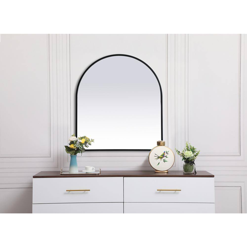Alt View 3. Elegant Decor - Metal Frame Arch Mirror 27x30 Inch in Black - Black.