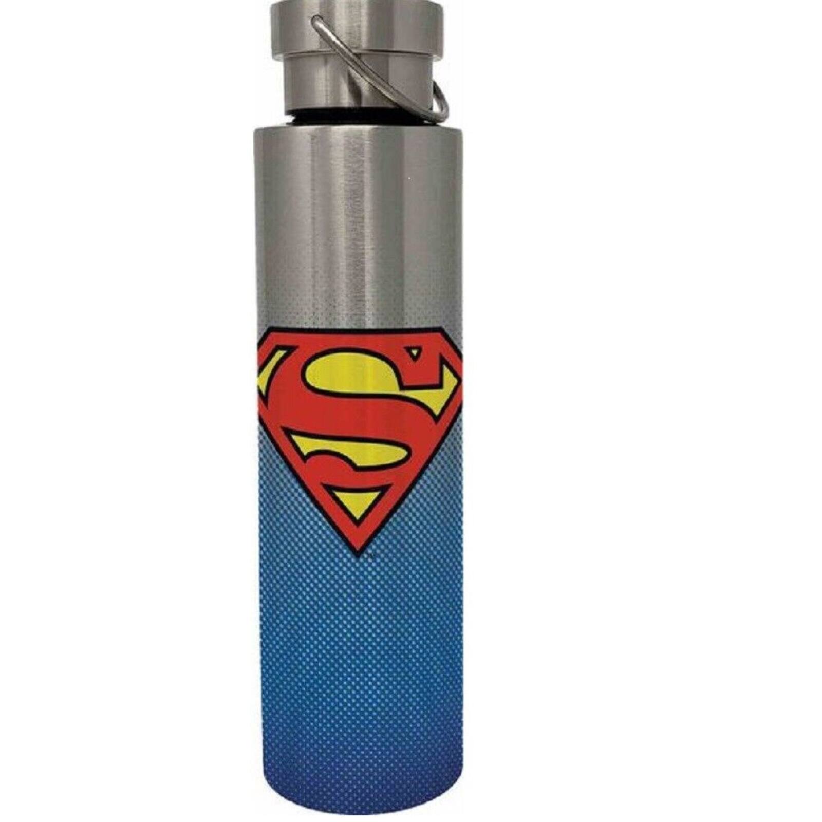Front. Spoontiques - Spoontiques DC Comics Superman Logo Stainless Steel Bottle with Twist Lid 24 ounces - Silver.