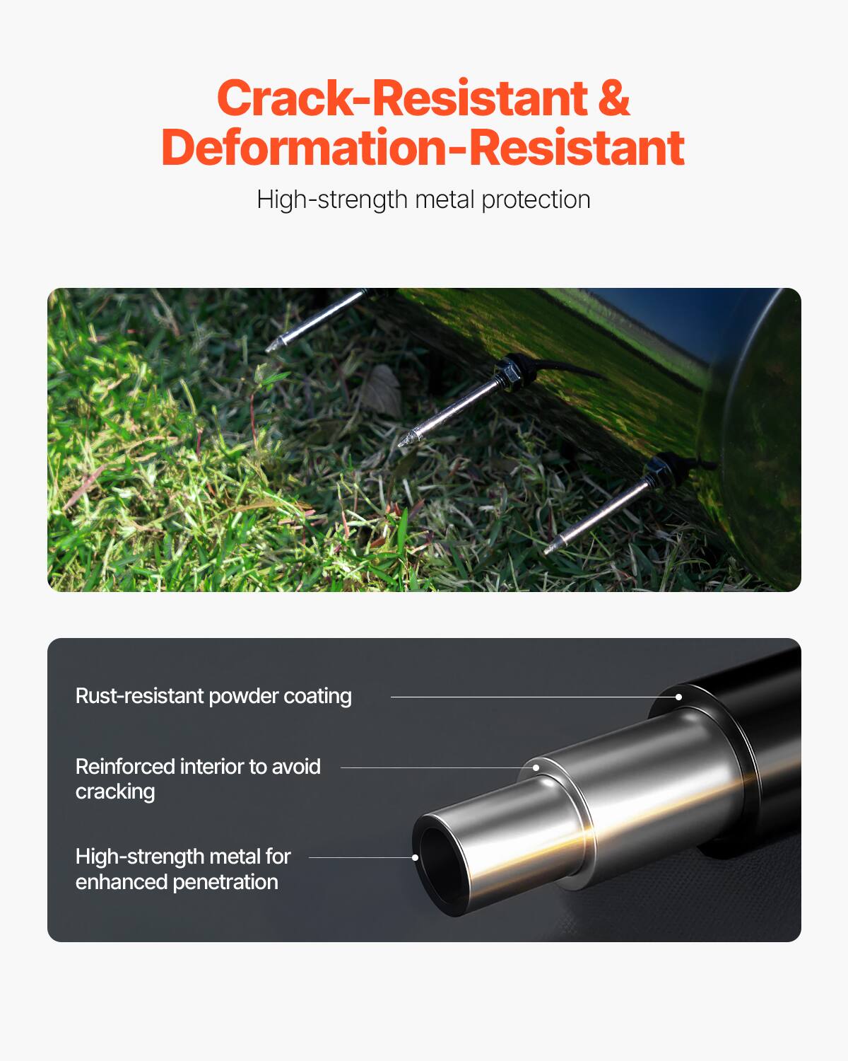 Crack-Resistant & Deformation-Resistant  
High-strength metal protection  

Rust-resistant powder coating  
Reinforced interior to avoid cracking  
High-strength metal for enhanced penetration