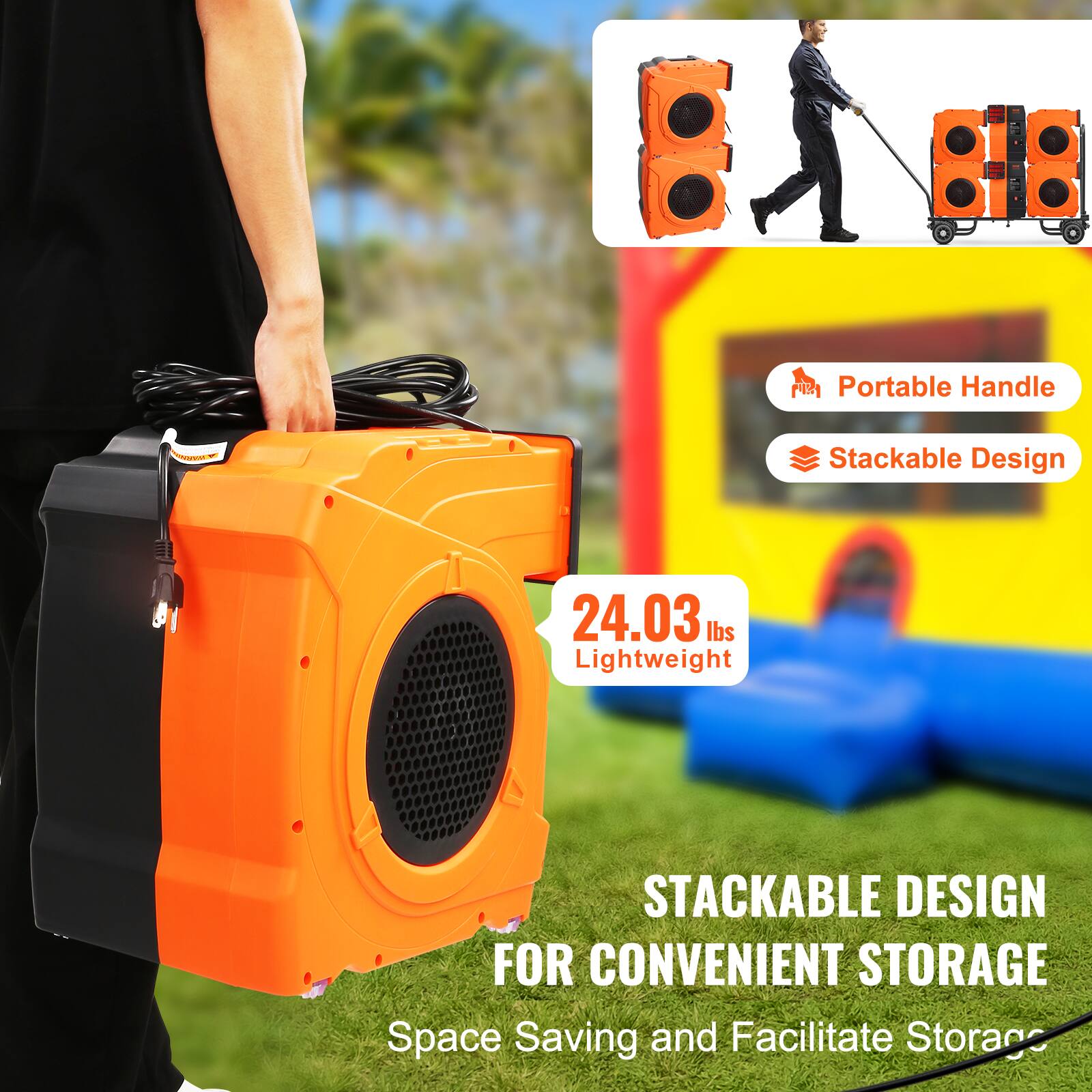 - Portable Handle
- Stackable Design
- 24.03 lbs Lightweight
- STACKABLE DESIGN FOR CONVENIENT STORAGE
- Space Saving and Facilitate Storage