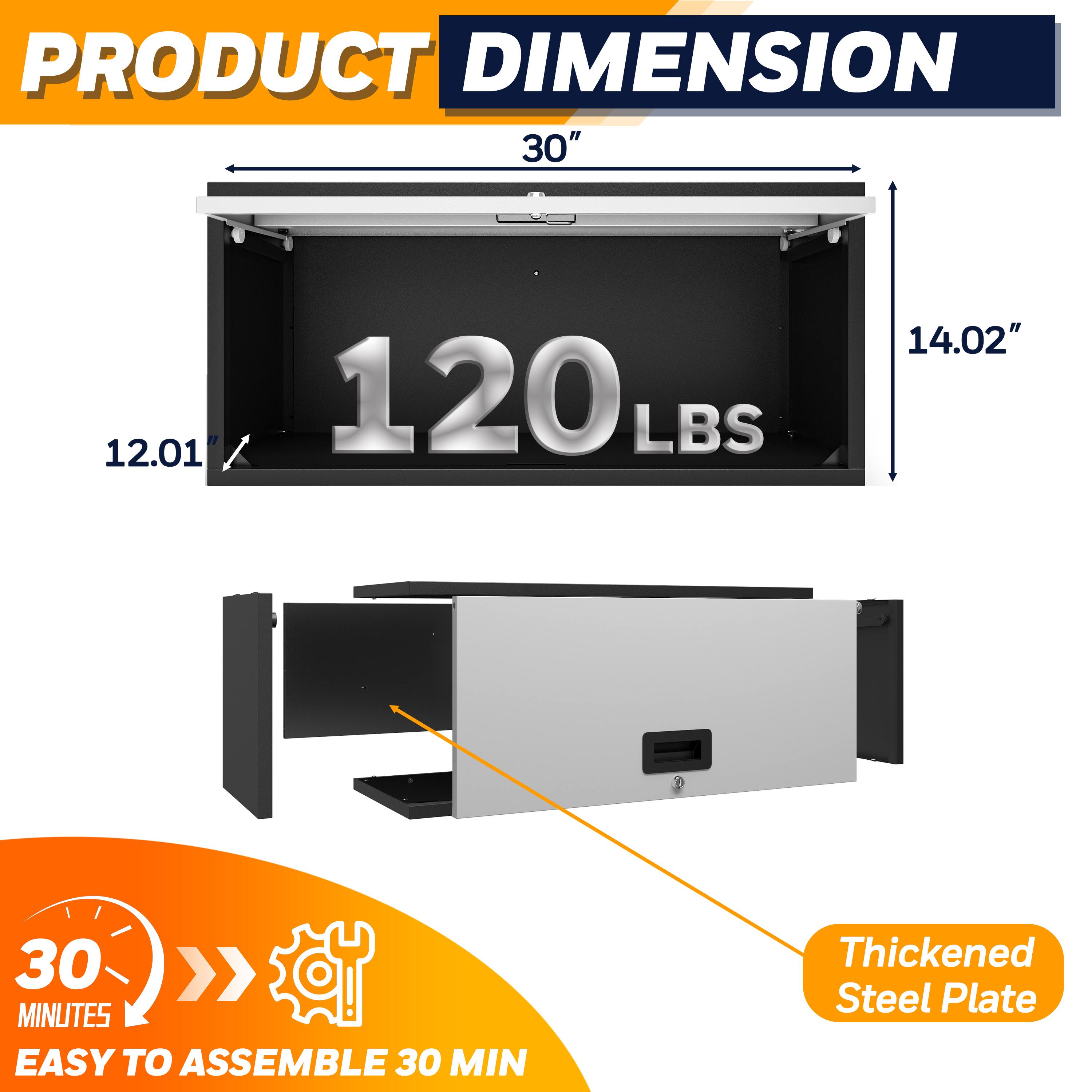 PRODUCT DIMENSION

30"  
12.01"  
14.02"  
120 LBS  

30 MINUTES EASY TO ASSEMBLE 30 MIN  

Thickened Steel Plate
