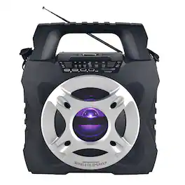 QFX - Retro Jukebox-Style Portable AM/FM/Shortwave Radio R-45, Bluetooth, Flashlight, Solar Panel - Black
