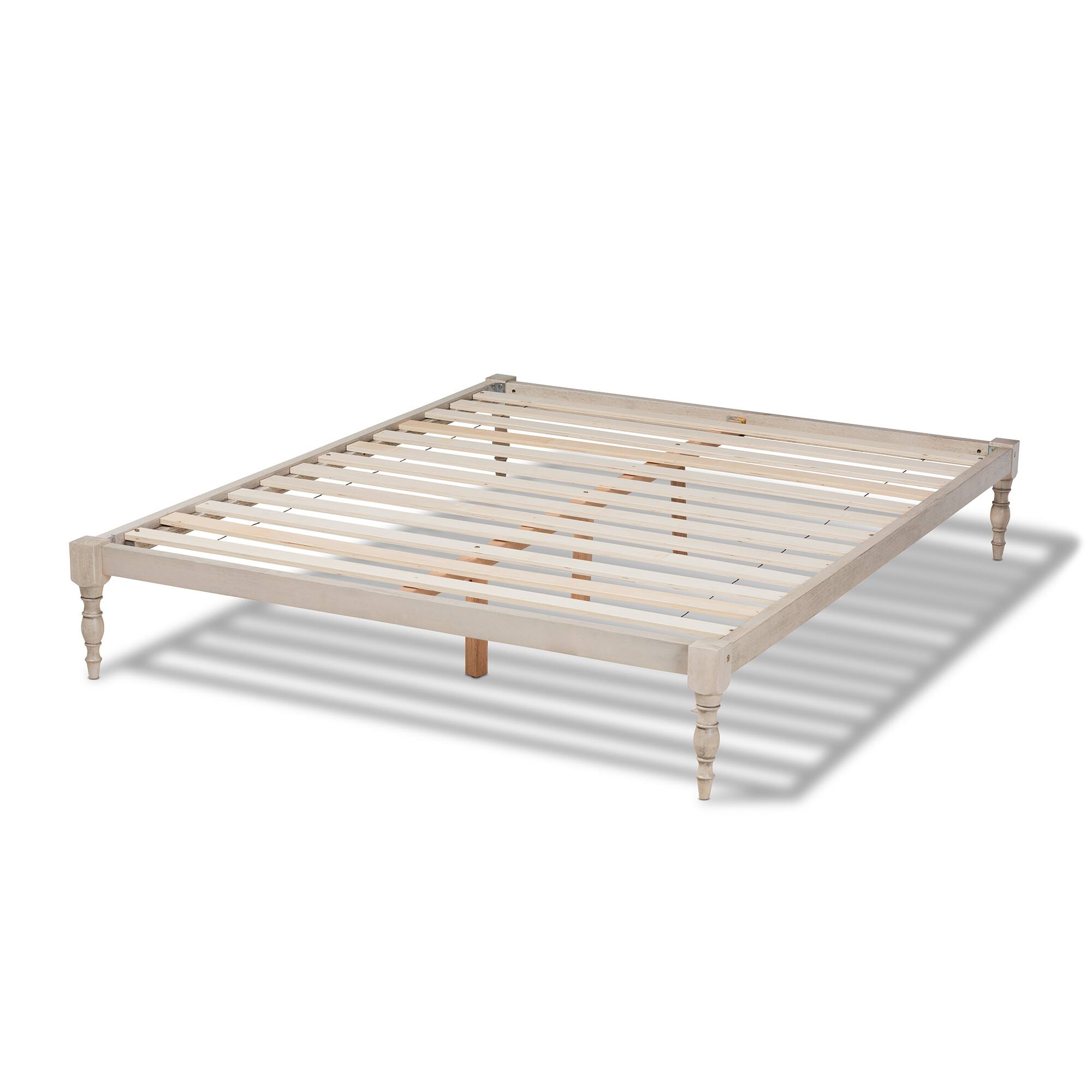 Left. Baxton Studio - Iseline Modern and Contemporary Antique White Finished Wood Queen Size Platform Bed Frame - Antique White.