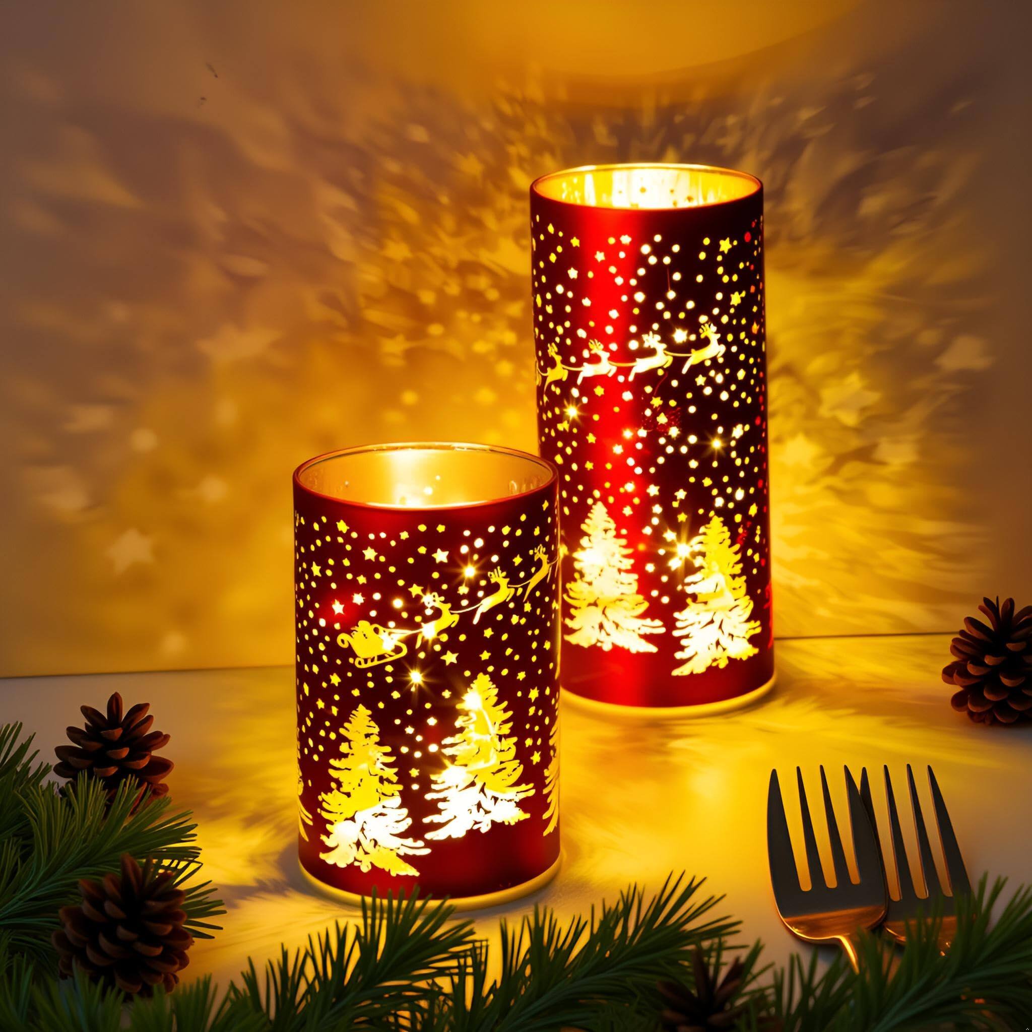 Alt View 8. Refined Abode Design - Christmas Decorations Indoor Mercury Glass Lights Timer Fairy Light Led Latern Tree Deer Carvings Lamps Table - White.