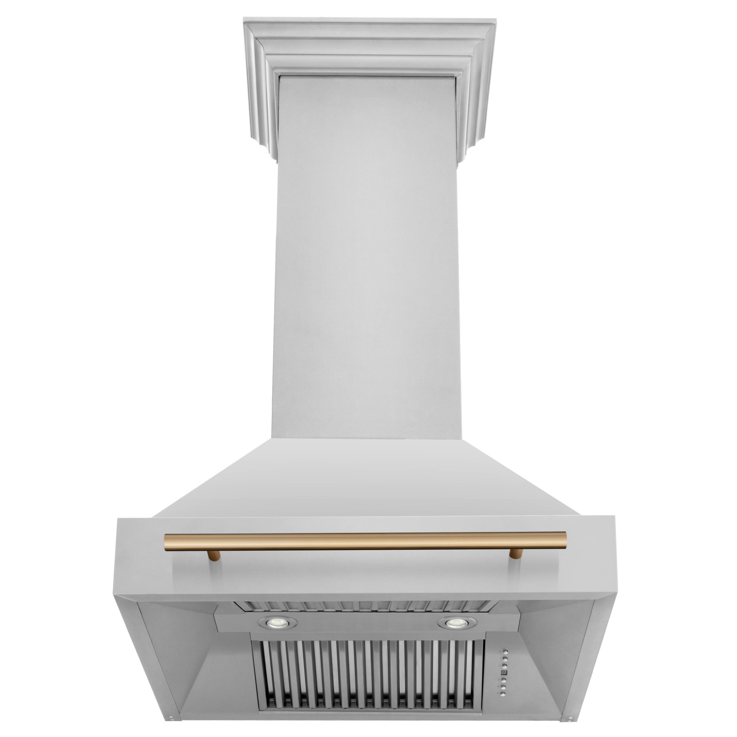 Alt View 1. ZLINE - ZLINE Autograph Edition 30 in. Stainless Steel Range Hood with Stainless Steel Shell and Champagne Bronze Handle - Stainless Steel.