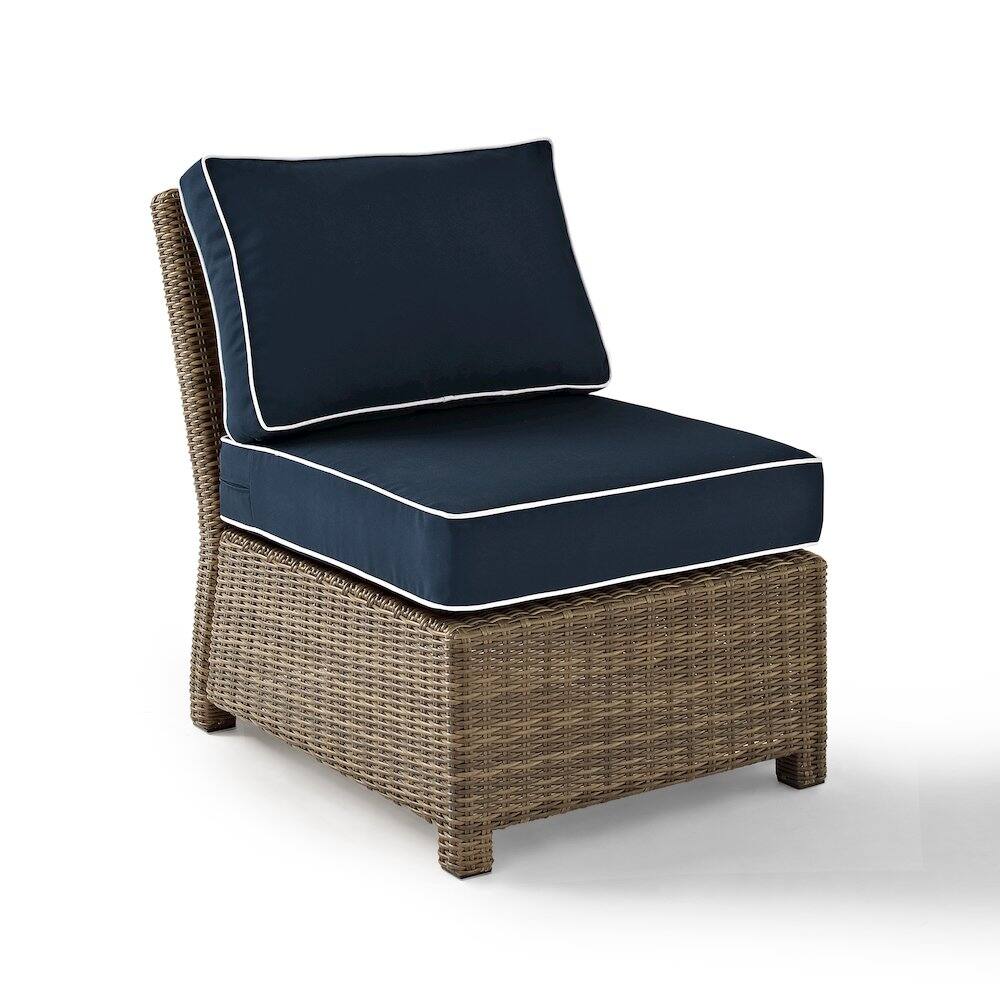 Alt View 2. Crosley Furniture - Bradenton Wicker Armless Outdoor Sectional Chair - Navy.