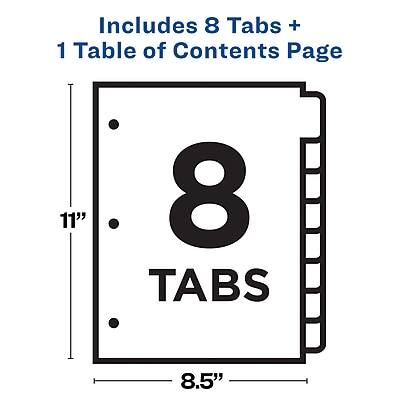 Includes 8 Tabs + 1 Table of Contents Page  
8 Tabs  
11" x 8.5"