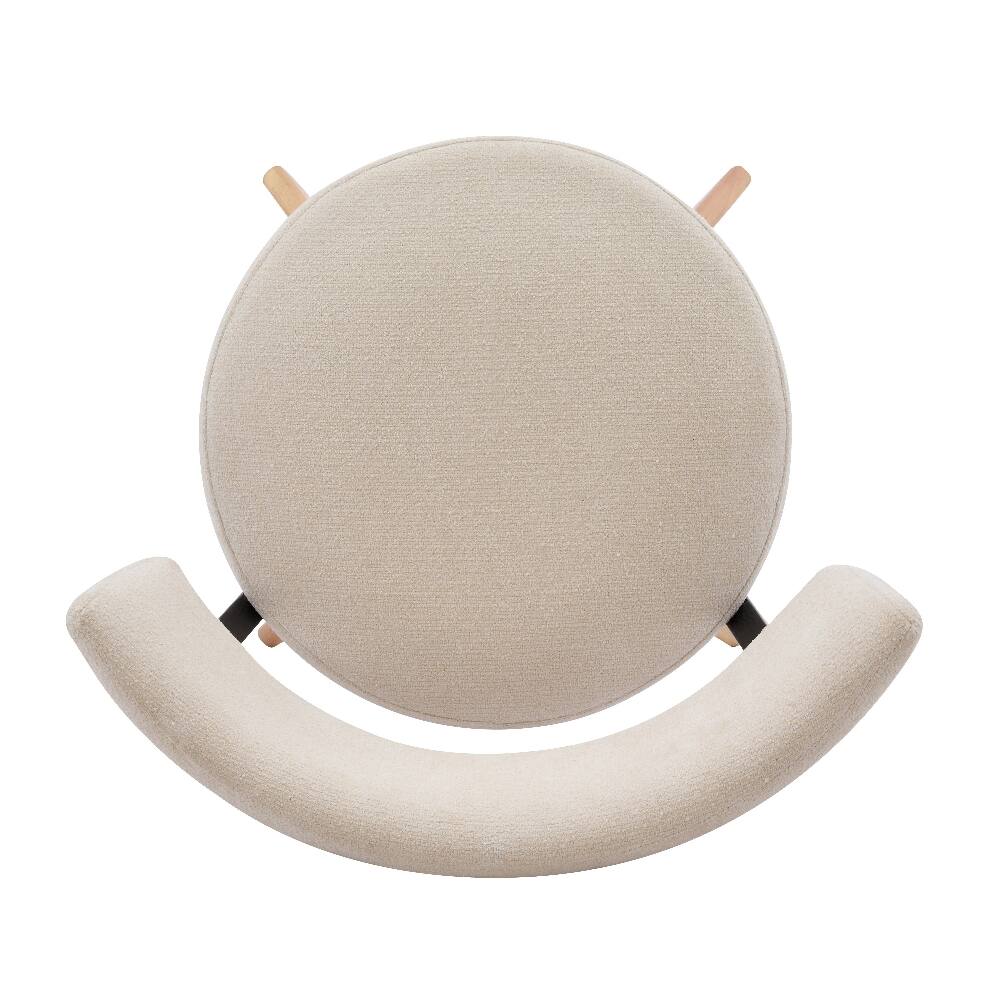 Alt View 8. Loheer - Loheer Upholstered Dining Chairs Set of 2 White Fabric Curved Back Rubber Wood Base - White.