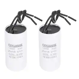 Unique Bargains - 2pcs CBB60 Capacitor 25uF 450V Run Round Start Capacitor for AC Motor, Pump, HVAC Compressor - White