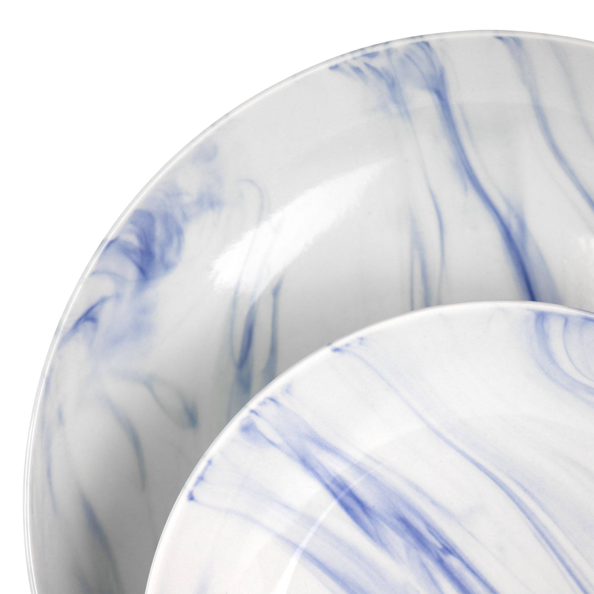 Alt View 5. Elama - Elama Fine Marble 16 Piece Stoneware Dinnerware Set in Blue and White - Blue and White.