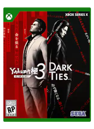 Sure, here is the corrected and grouped text from the image:
---
**Front Cover:**
- **XBOX SERIES X**
- **Yakuza 3: Kiwami**
- **DARK TIES**
- **SEGA**
**Back Cover:**
- **XBOX SERIES X**
- **男なら命を張る場面はきっと来る**
- **彼が、幸せに生きるためには**
- **おじさん、死ぬ**
- **おじさん、死ぬ**
- **おじさん、死ぬ**
- **おじさん、死ぬ**
- **おじさん、死ぬ**
- **おじさん、死ぬ**
- **おじさん、死ぬ**
- **おじさん、死ぬ**
- **おじさん、死ぬ**
- **おじさん、死ぬ**
- **おじさん、死ぬ**
- **おじさん、死ぬ**
- **おじさん、死ぬ**
- **おじさん、死ぬ**
- **おじさん、死ぬ**
- **おじさん、死ぬ**
- **おじさん、死ぬ**
- **おじさん、死ぬ**
- **おじさん、 - RP (Rating Pending)