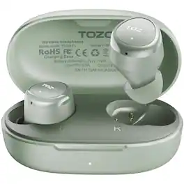 TOZO - E1 Lightweight Premium Stereo Earbuds Waterproof Headphone, Built-in Mic, Clear Call, Bluetooth 5.3, 30H Playtime, 32 EQ - Green