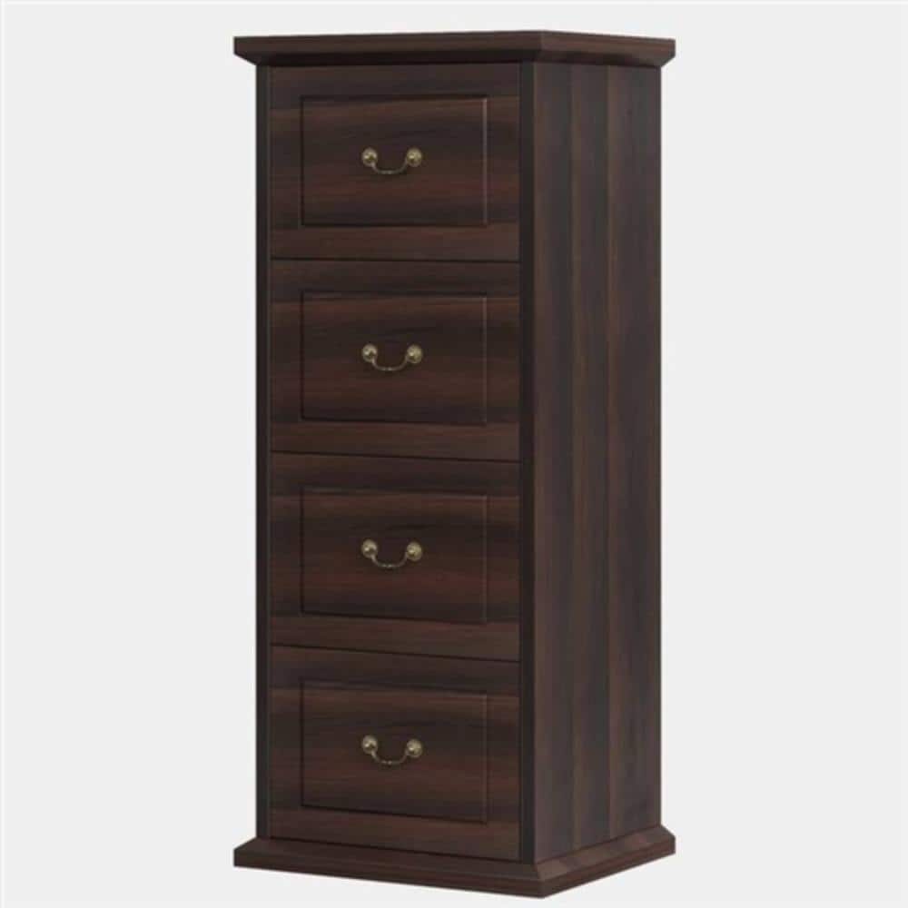 Front. Hivvago - Traditional Vertical File Cabinet in Walnut Wood Finish with 4 Storage Drawers - Walnut.