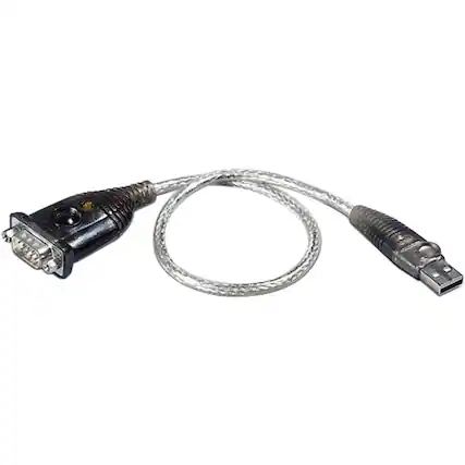 Front. Aten Technology - ATEN USB to RS-232 Adapter (100 cm) - 3.28 ft Serial/USB Data Transfer Cable for Cellular Phone, PDA, Camera, Modem - Black.