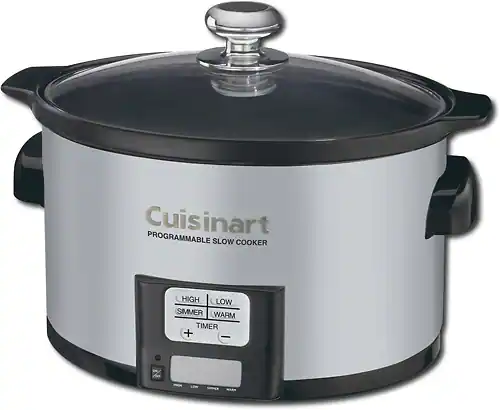 Angle. Cuisinart - 3.5-Quart Slow Cooker - Brushed Stainless-Steel.