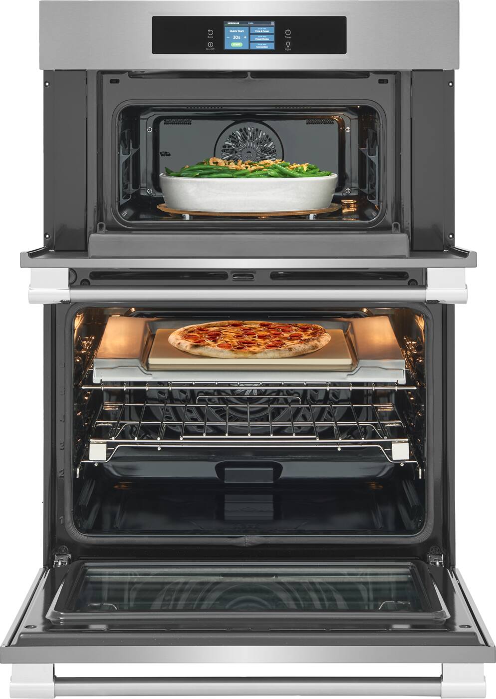 Angle. Frigidaire - 30" Microwave Combination Wall Oven with Stone-Baked Pizza Mode - Stainless Steel.