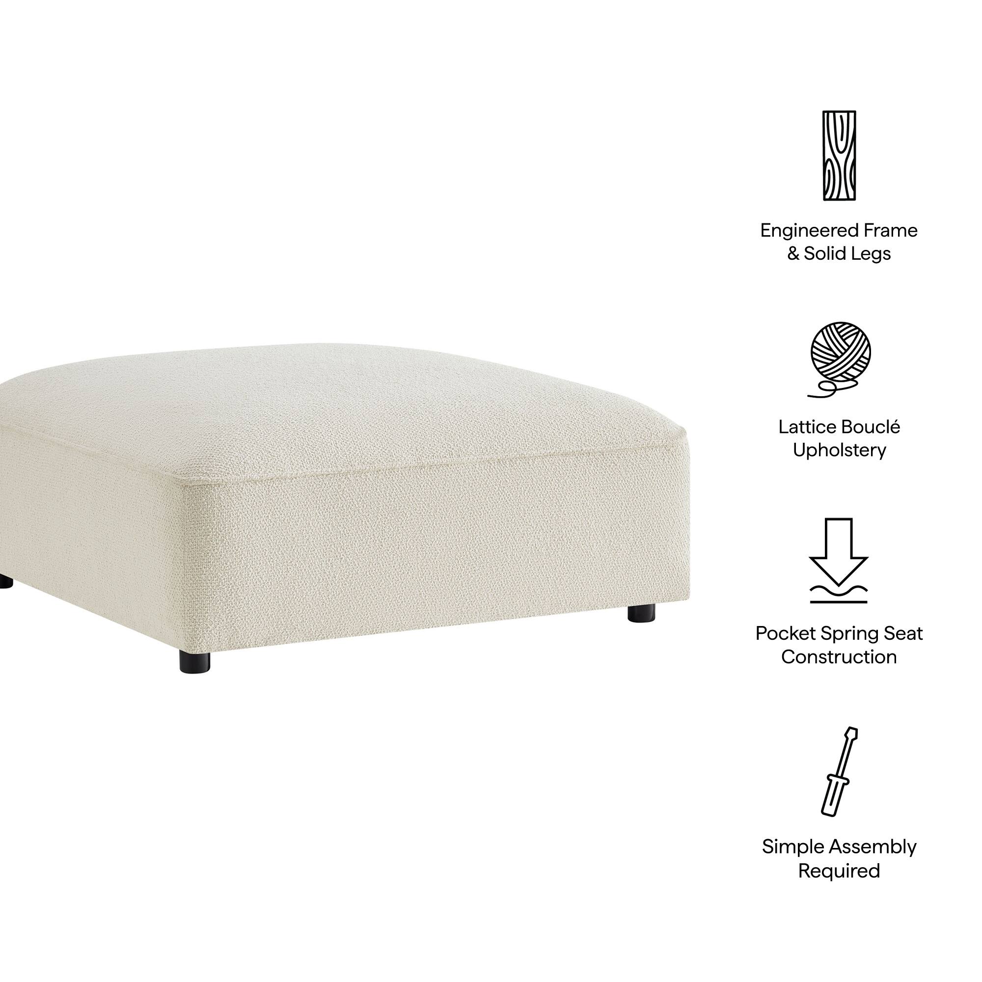 Engineered Frame & Solid Legs  
Lattice Bouclé Upholstery  
Pocket Spring Seat Construction  
Simple Assembly Required