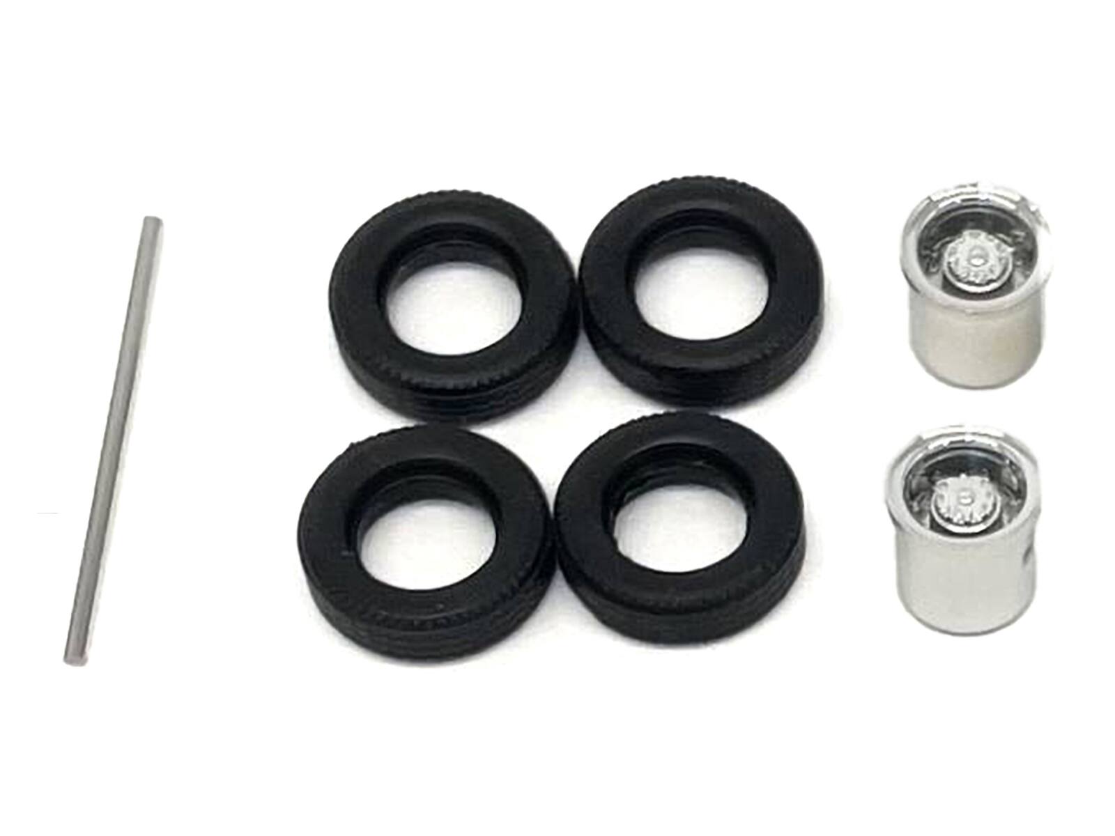 Angle. Promotex - Rear Low Profile Wheelset Chrome 1/87 (HO) Plastic Model by Promotex - Chrome.