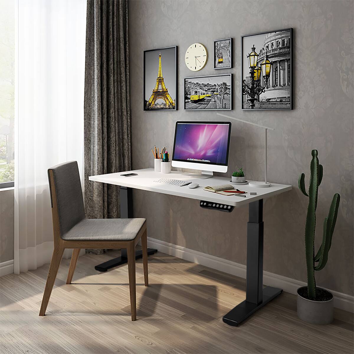 Alt View 4. Costway - Costway Electric Stand Up Desk Frame Single Motor Height Adjustable w/ Controller - Black.