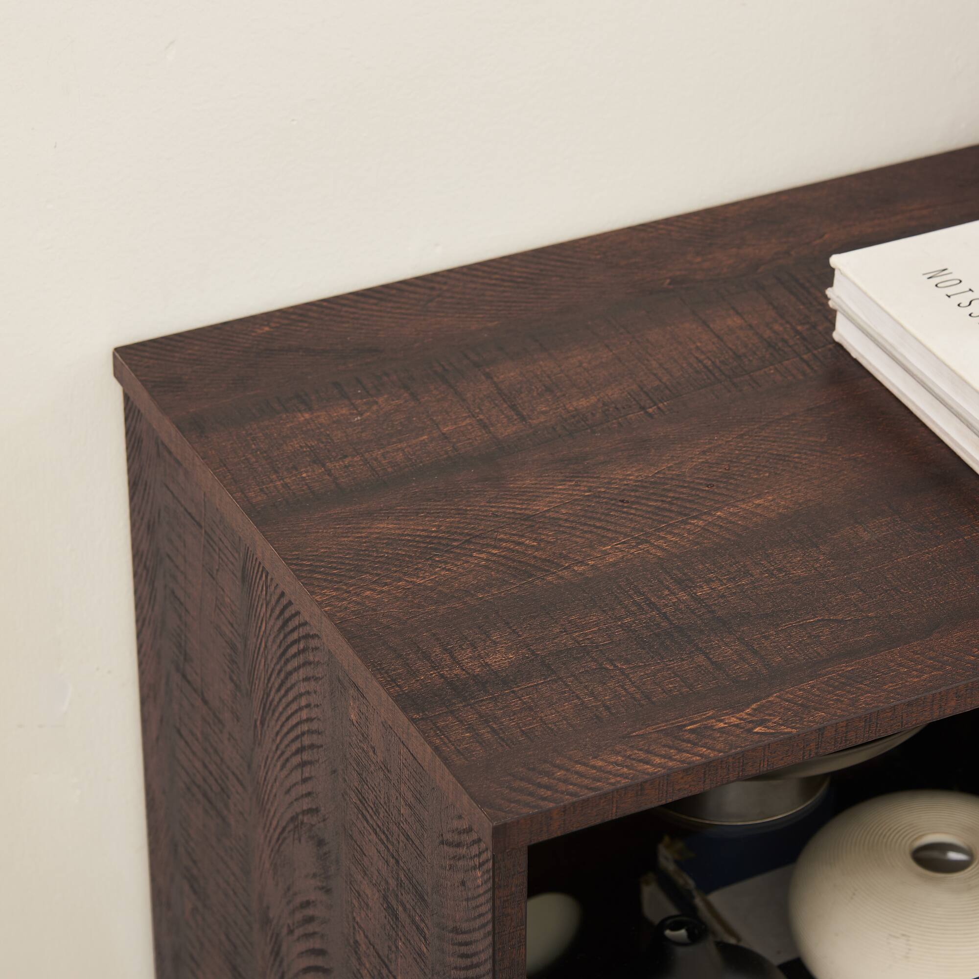 Alt View 8. GOODSILO - Electric Fireplace TV Stand with Adjustable Glass Shelves and LED Lighting for Televisions Up to 62 Inches - Espresso.