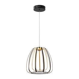 Jonathan Y - Gigi 11.5" Modern Glam Metal Adjustable Dimmable Stripe Cage Integrated LED Pendant - Black/Gold Painting