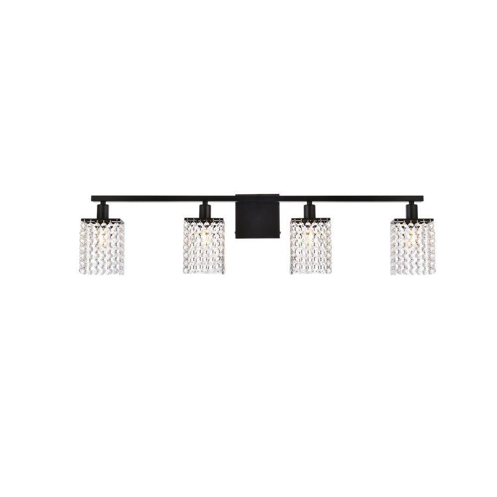 Alt View 3. Living District - Phineas 4 lights bath sconce in black with clear crystals - Black And Clear.