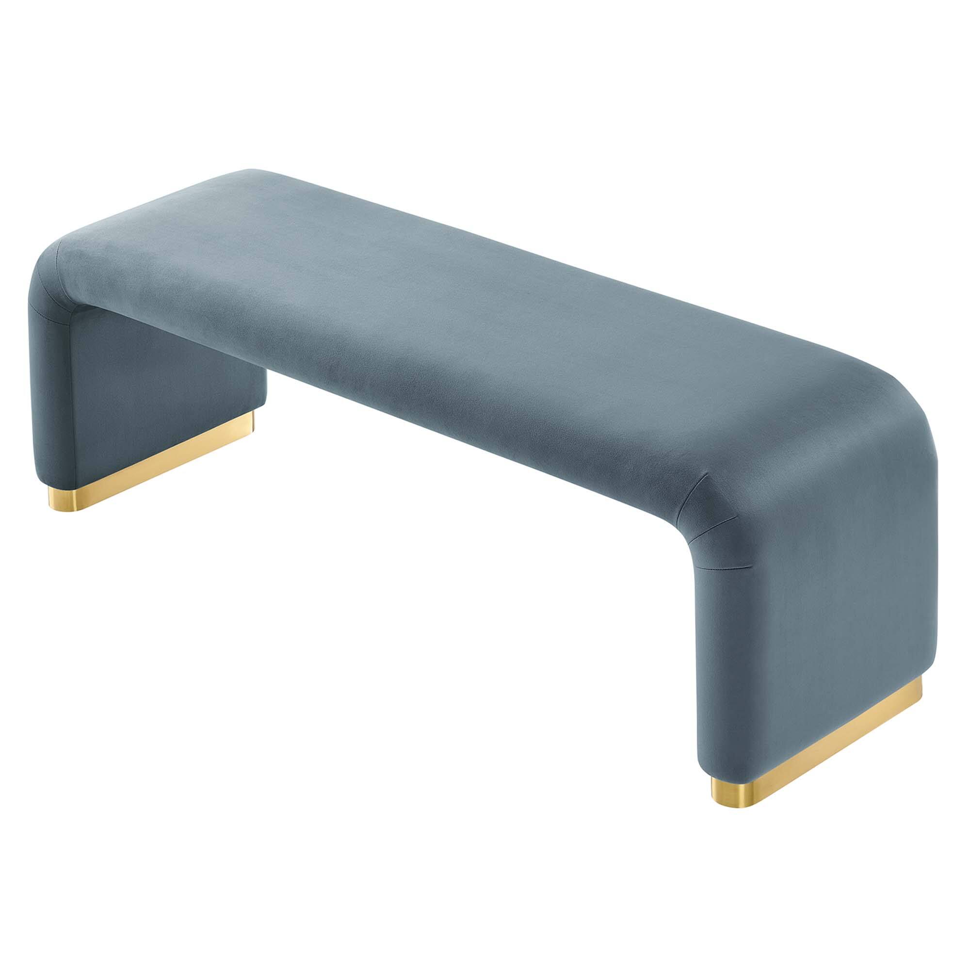 Alt View 2. Modway - Koda Performance Velvet Waterfall Long Bench by Modway - Blue.