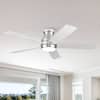 Front. Sofucor - 52'' Brushed Nickel Ceiling Fans with Lights and Remote & Integrated LED Flush Mount Ceiling Fan Quiet for Bedroom Patio - Nickel.
