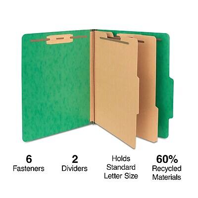 6 Fasteners  
2 Dividers  
Holds Standard Letter Size  
60% Recycled Materials