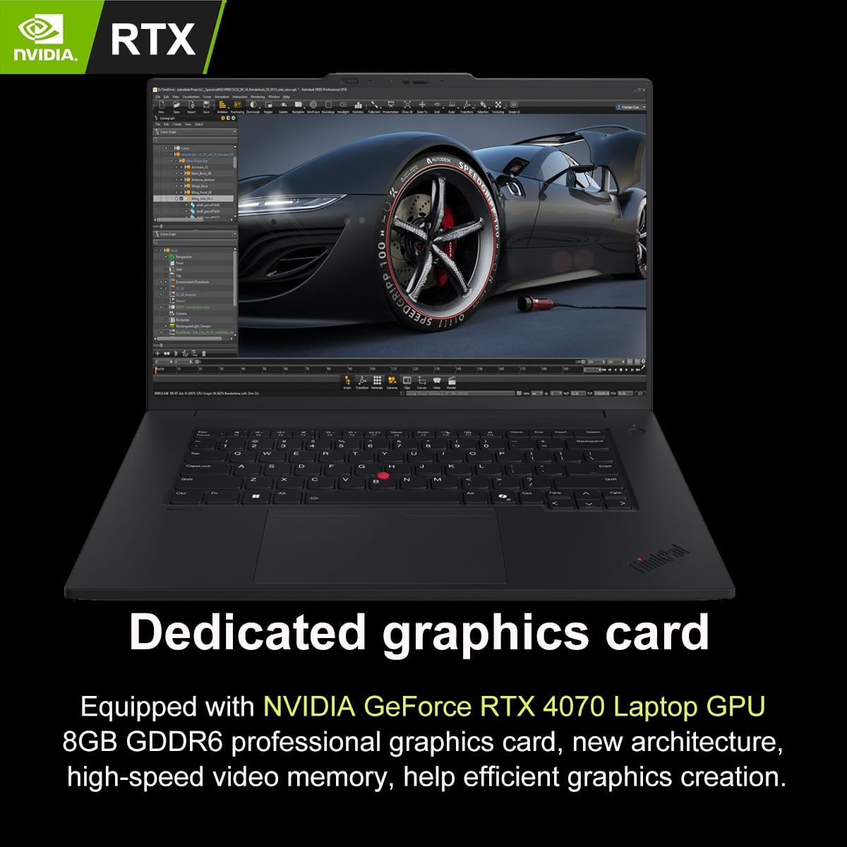 NVIDIA RTX 4070 Laptop GPU

Dedicated graphics card

Equipped with NVIDIA GeForce RTX 4070 Laptop GPU, 8GB GDDR6 professional graphics card, new architecture, high-speed video memory, help efficient graphics creation.