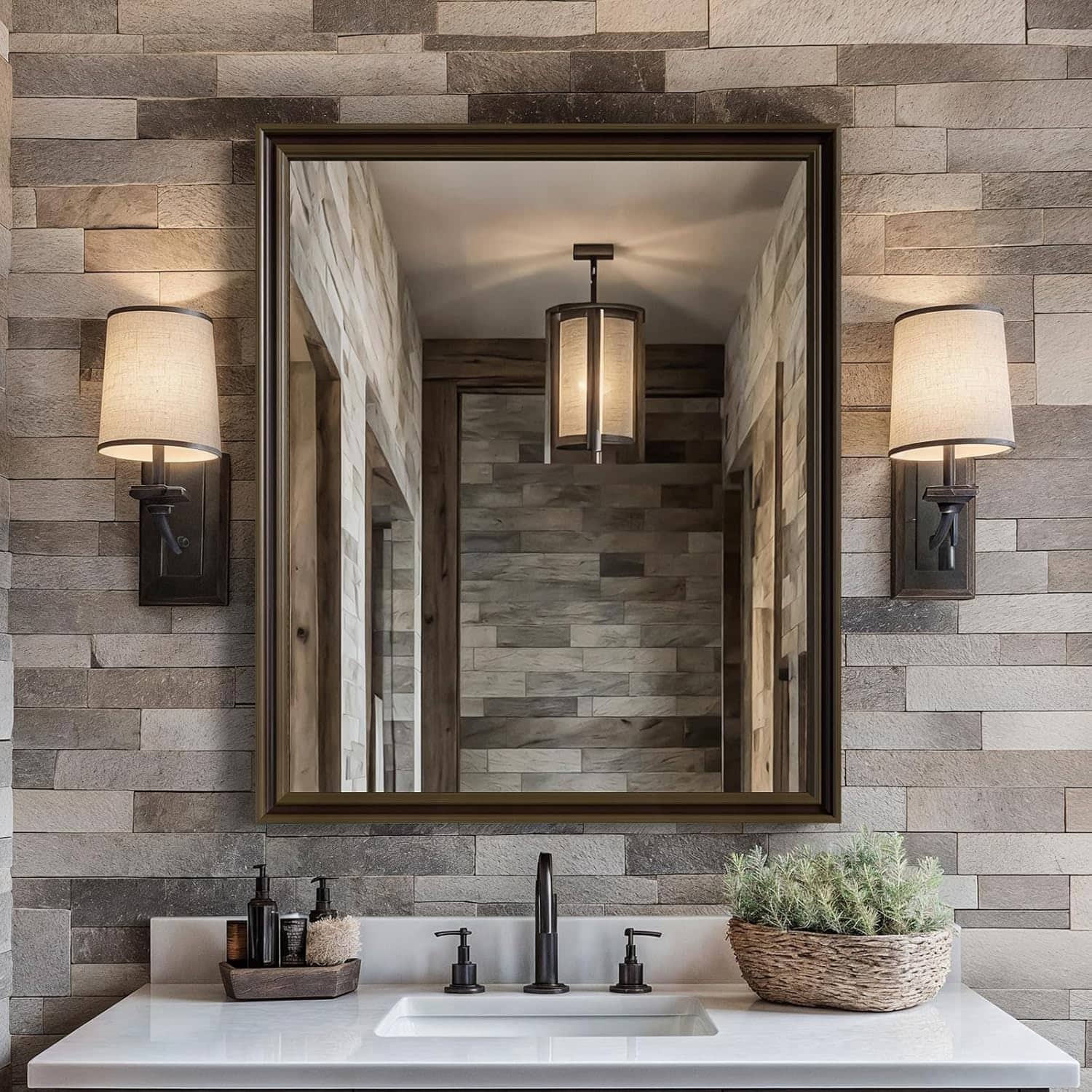 ULTRUE - UTBM0RT01CO07691 Retro Copper Effect 30x36 Framed Wall Mirror