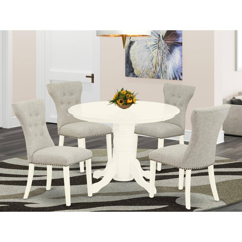 Left. East West Furniture - Dining Room Set Linen White - Brown.