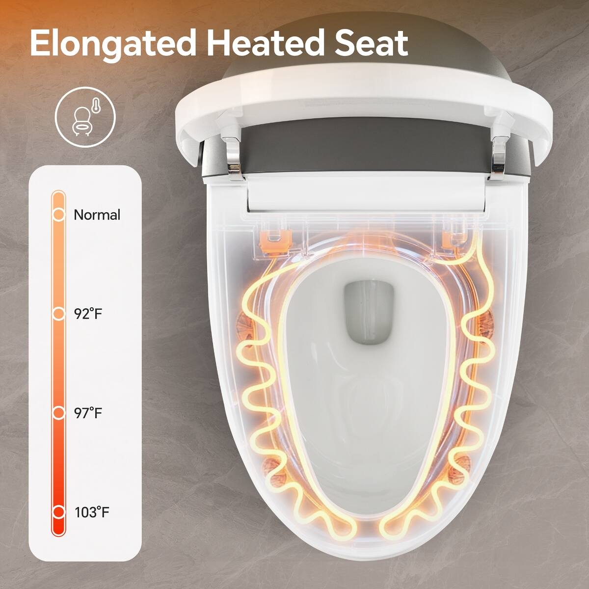 Loheer Elongated Smart Toilet with Bidet, ADA Comfort Height, Heated ...
