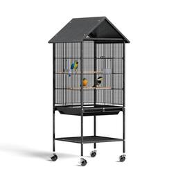 Winado - 50in Parakeet Wire Bird Cage Portable for Finches Canaries Carrier with Wheels for Indoor/Outdoor
