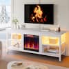 Front. Pinmoco - Pinmoco - Electric Fireplace TV Stand Fit for TVs up to 65 Inch Gaming Entertainment Center with Open Storage Shelves - White Marble.