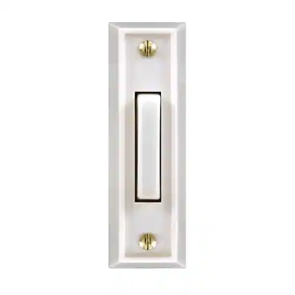 Front. HEATH ZENITH - Heath Zenith White Plastic Wired Pushbutton Doorbell.