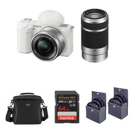 Bundle - Sony - ZV-E10 Mirrorless Vlog Camera with 16-50mm Lens, Black - with E 55-210mm f/4.5-6.3 OSS Lens, 64GB SD Card,