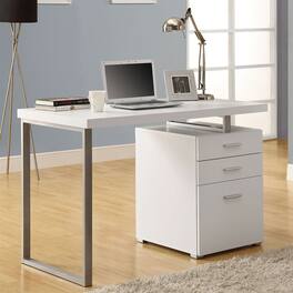 Hivvago - Left or Right Facing Modern Office Desk Finish with File Drawers - White