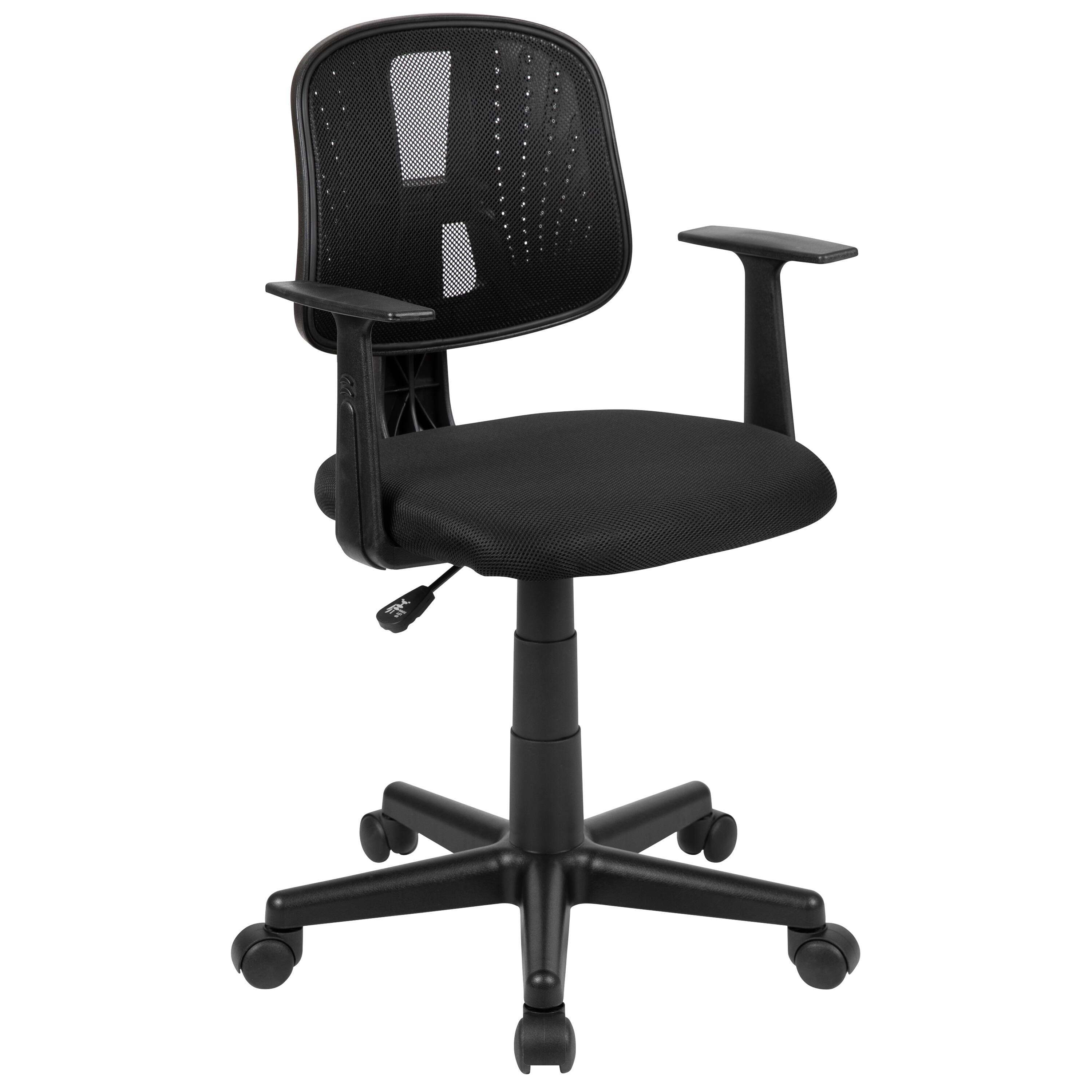 Front. Emma + Oliver - Pivot Back Mesh Swivel Task Office Chair with Arms - Black.
