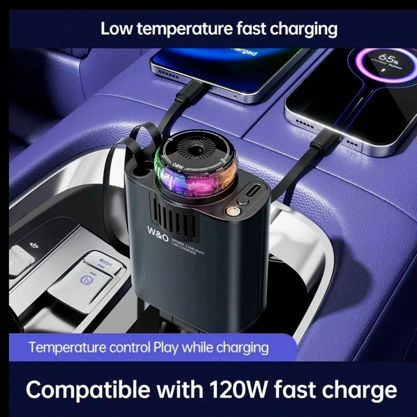 Low temperature fast charging  
Temperature control Play while charging  
Compatible with 120W fast charge