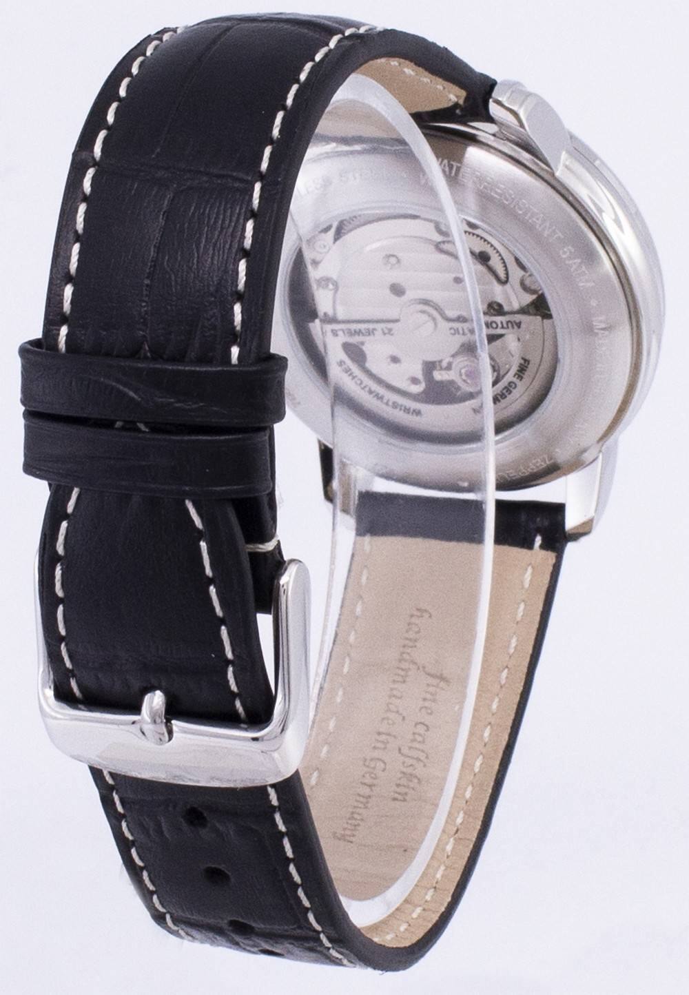 AT LEAST WATER RESISTANT 5ATM AUTO JEWELS 21 TIC FINE WRISTWATCHES MADE IN GERMANY Calfskin