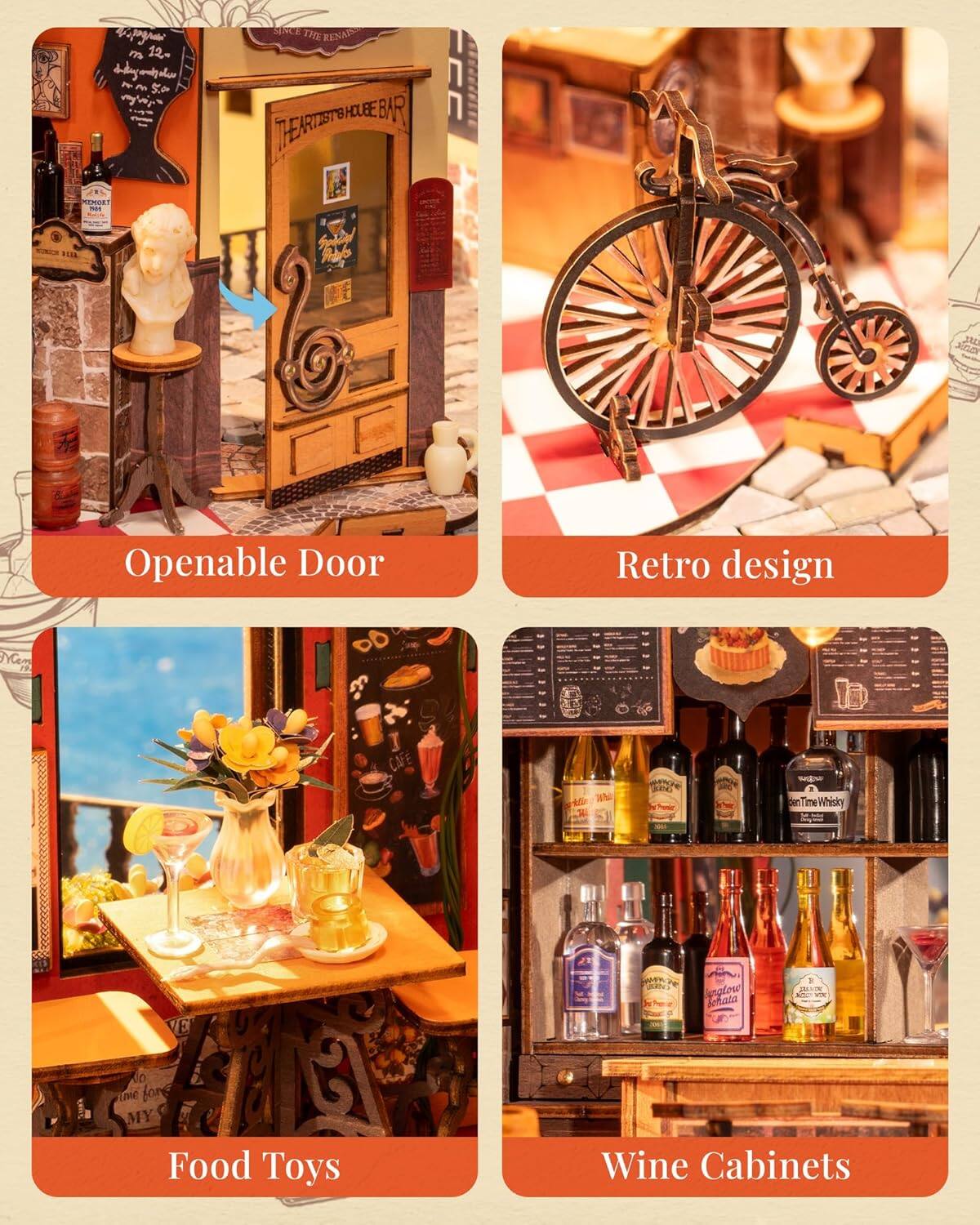 - Openable Door
- Retro design
- Food Toys
- Wine Cabinets