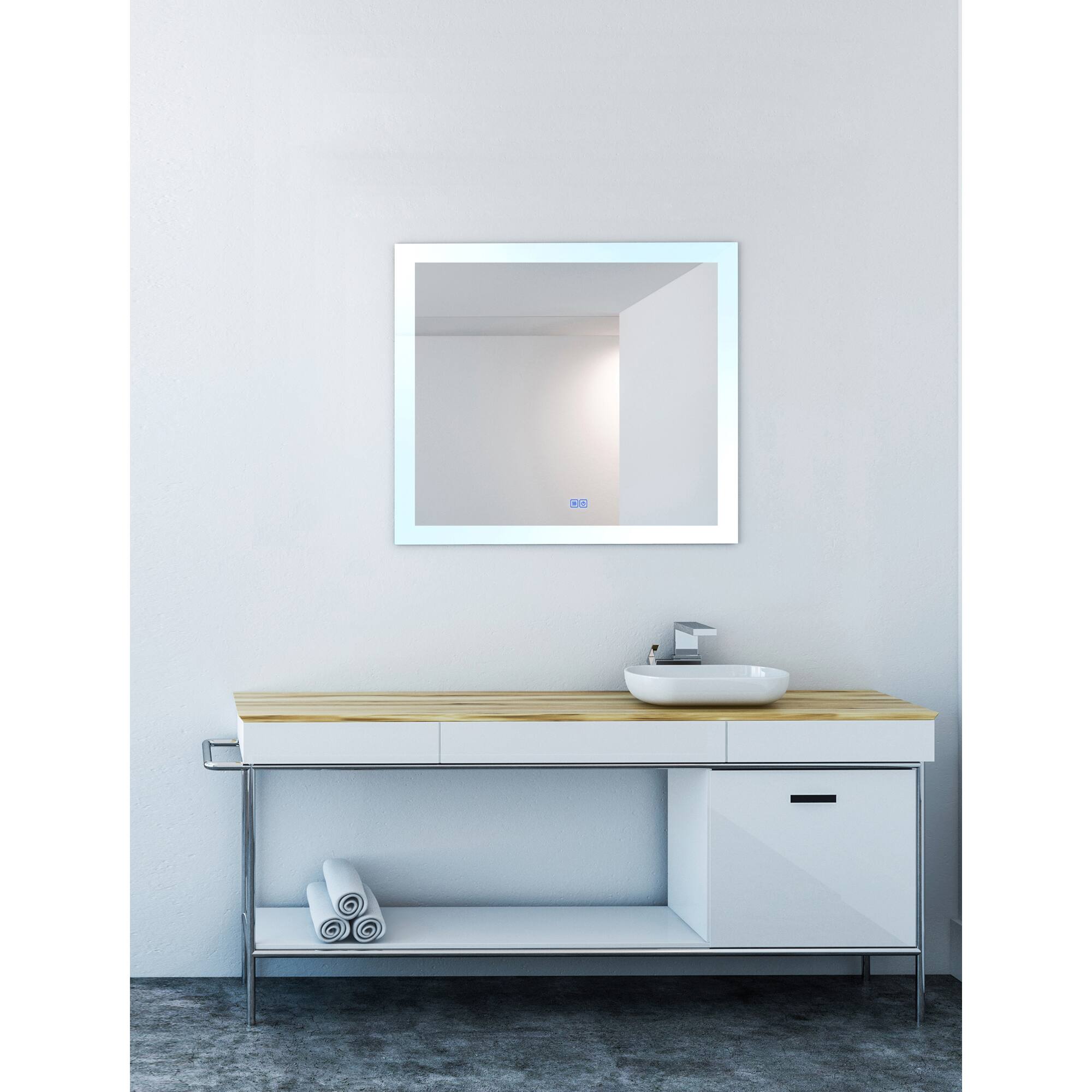 Back. CWI Lighting - Abigail Rectangle Matte White LED 40 in. Mirror From our Abigail Collection - White.