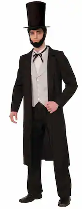 Front. Forum Novelties - America President Abraham Lincoln Deluxe Adult Costume X-Large - Black.