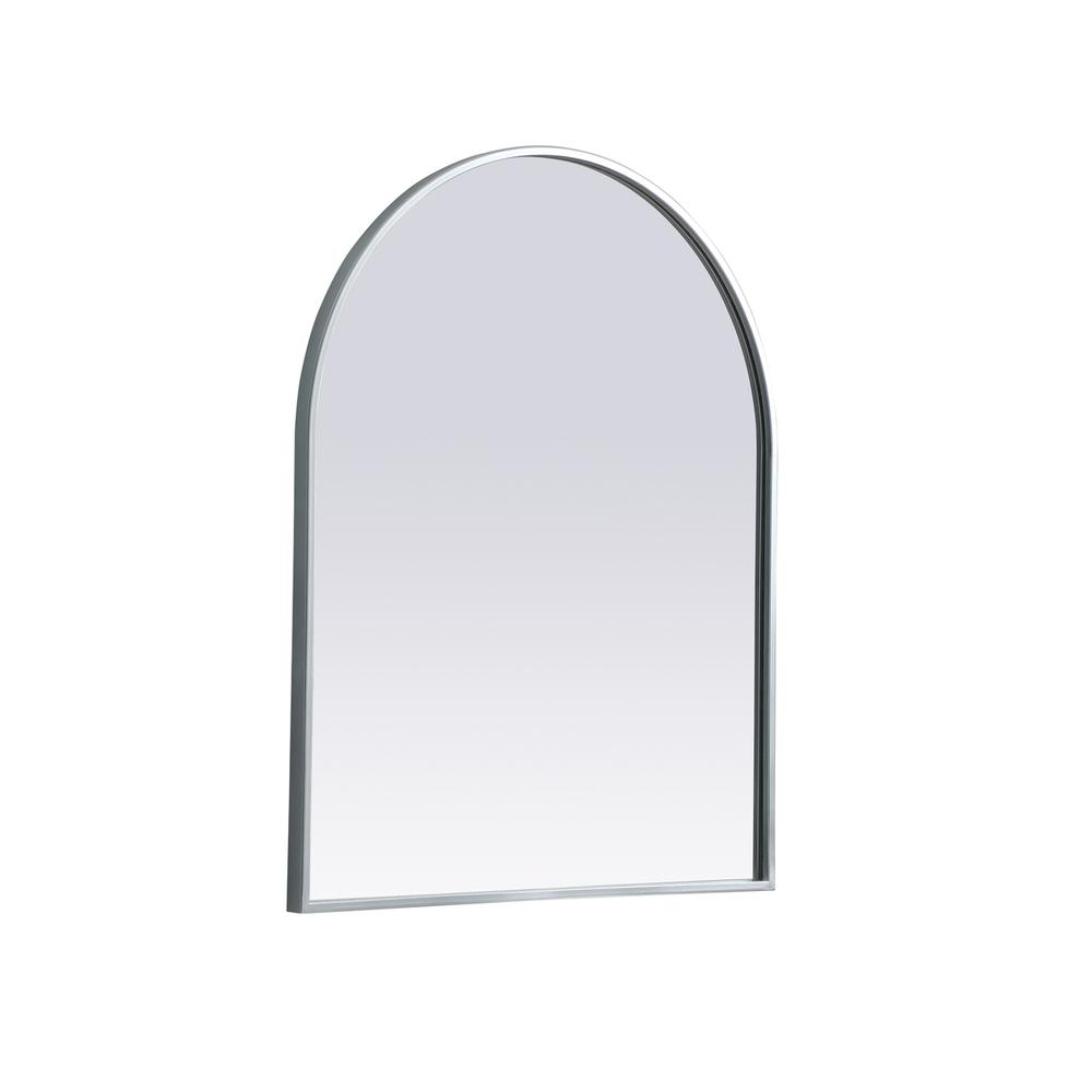 Left. Elegant Decor - Metal Frame Arch Mirror 24x30 Inch in Silver - Silver.