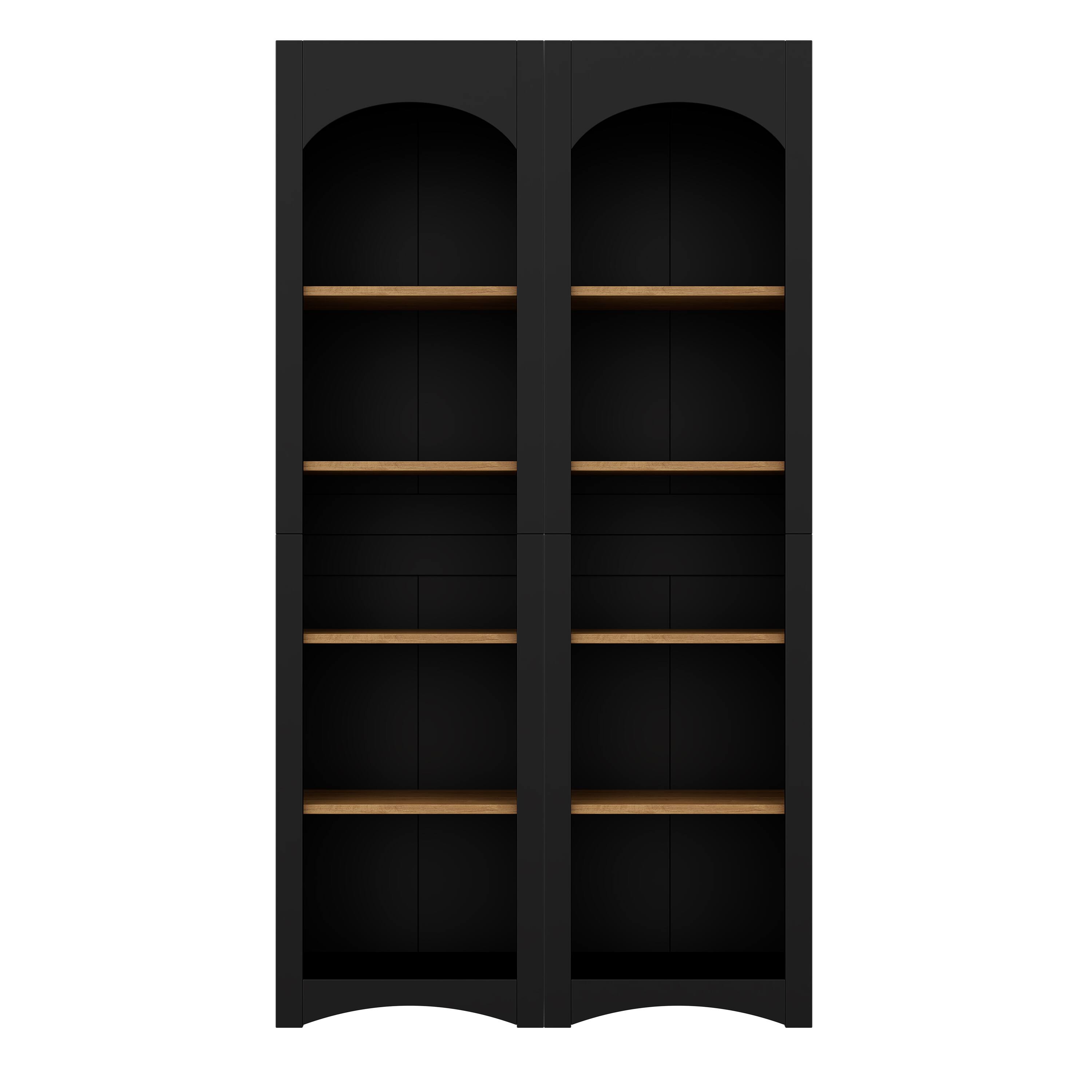 Alt View 5. APRILSOUL - Free Standing 5 Tier Bookshelves Set of 2 Farmhouse 72H Black Living Room Home Office - Black.